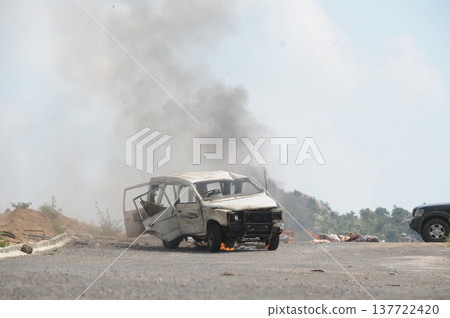 Car at Bomb blast Hyderabad India Car at Bomb blast Hyderabad India 137722420