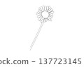 Continuous One Line Drawing of Oxeye Daisy Flower eps10 137723145