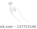 Continuous One Line Drawing of Hand Holding Dandelion Flower eps10 137723146