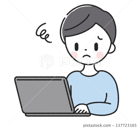 A man in trouble in front of a computer 137723165