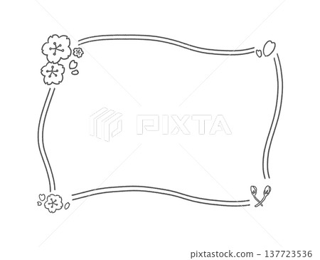 櫻花波浪線畫框 137723536