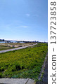 A riverbed with a blue sky 137723858