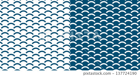 排列好的青海波(波浪圖案)日式圖案背景材質(2種顏色可選) 排列好的青海波(波浪圖案)日式圖案背景材質(2種顏色可選) 137724190