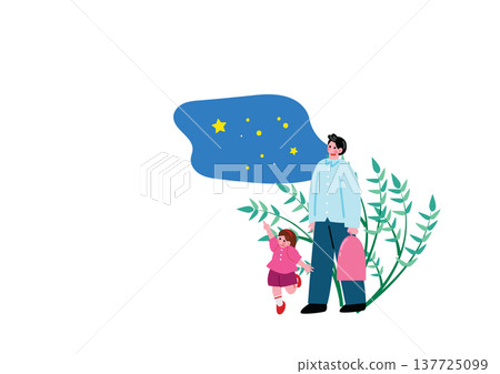 一幅描繪家長和孩子享受夏日節日的插圖。 137725099