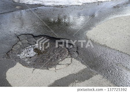 collapsed manhole collapsed manhole 137725392