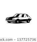 American car silhouette vintage vector design. Welcome with white background for logo, badge and emblem 137725736