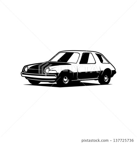 American car silhouette vintage vector design. Welcome with white background for logo, badge and emblem American car silhouette vintage vector design. Welcome with white background for logo, badge and emblem 137725736