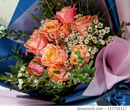 This is a bouquet with pink roses. This is a bouquet with pink roses. 137726127