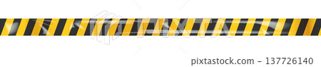 Yellow and black caution tape isolated on white background. Realistic barrier tape with plastic texture and creases. Warning stripe for construction or danger zone. Minimalist vector illustration Yellow and black caution tape isolated on white background. Realistic barrier tape with plastic texture and creases. Warning stripe for construction or danger zone. Minimalist vector illustration 137726140