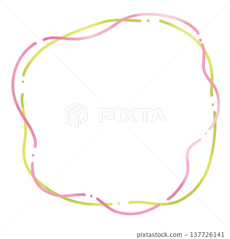 由鬆散的粉紅色和淺綠色雙線構成的畫框。 137726141