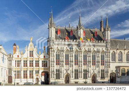 Front view of City hall of Bruges. Belgium. Front view of City hall of Bruges. Belgium. 137726472