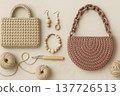 Women's colorful knitted bag. Fashionable design, sample for demonstration. AI 137726513