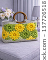 Women's colorful knitted bag. Fashionable design, sample for demonstration. AI 137726518