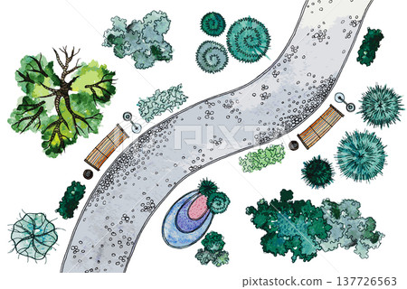 Vector watercolor landscape design elements 137726563