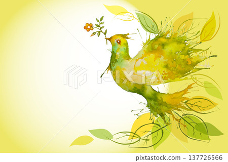 Flying Green Dove - horizontal background 137726566