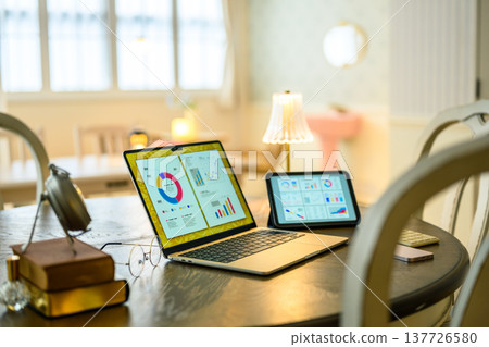 A complete set of analysis tools on a round table at home A complete set of analysis tools on a round table at home 137726580