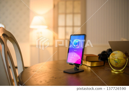 Play music on a desktop tablet Play music on a desktop tablet 137726590