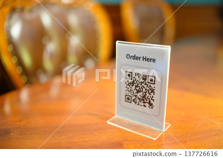 Tabletop QR code payment order stand Tabletop QR code payment order stand 137726616