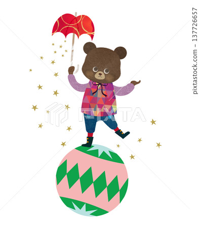 Bear balancing on a ball Bear balancing on a ball 137726657