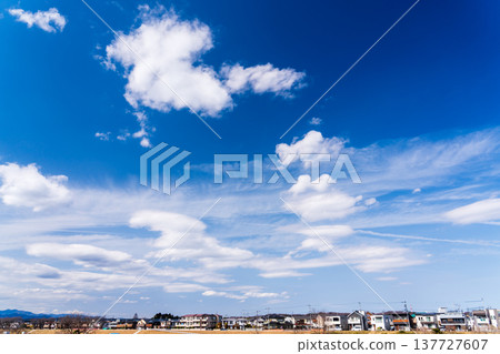 Spring blue sky and residential area 137727607