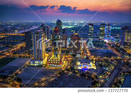 Skyline of Doha, Qatar, viewed at dusk 137727770