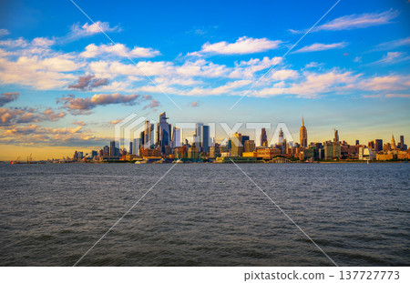 New York City Skyline with Hudson Yards District at Sunset New York City Skyline with Hudson Yards District at Sunset 137727773