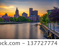 Downtown Providence and Providence River at Sunset, Rhode Island, USA 137727774