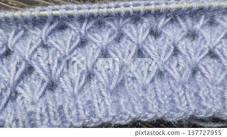 Knitting patterns with a raised pattern and yarn on a dark background Terracotta Knitting patterns with a raised pattern and yarn on a dark background Terracotta 137727955