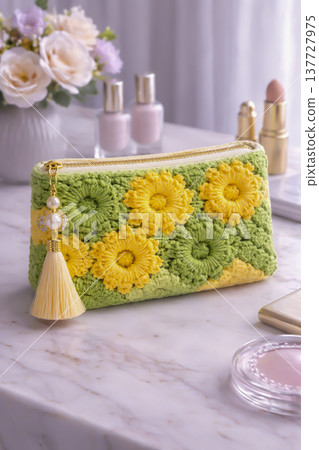 Women's colorful knitted bag. Fashionable design, sample for demonstration. AI Women's colorful knitted bag. Fashionable design, sample for demonstration. AI 137727975