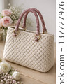 Women's colorful knitted bag. Fashionable design, sample for demonstration. AI 137727976