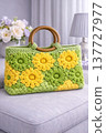 Women's colorful knitted bag. Fashionable design, sample for demonstration. AI 137727977