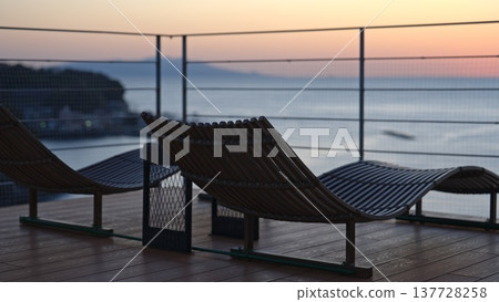 A rest area overlooking the sea A rest area overlooking the sea 137728258