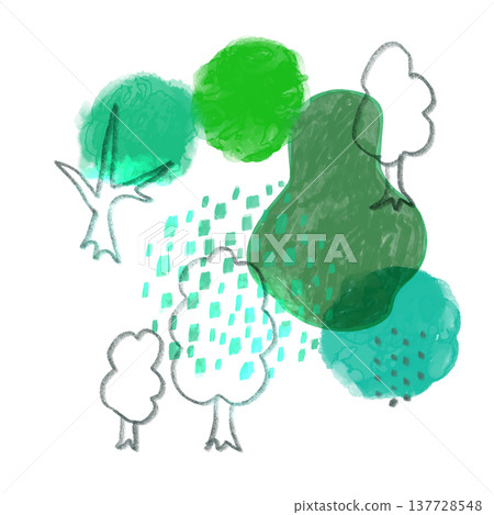 水彩背景素材：森林、樹木、抽象 137728548