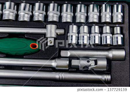 Close-up of universal tool kit for car repair 137729139
