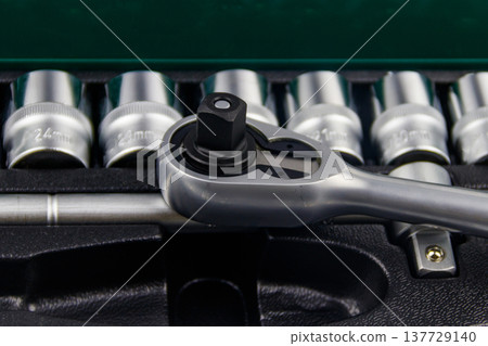 Close-up of universal tool kit for car repair 137729140