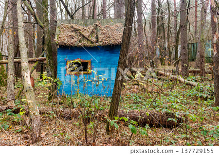 Abandoned children's playground in the ghost town Pripyat in Chernobyl Exclusion Zone, Ukraine Abandoned children's playground in the ghost town Pripyat in Chernobyl Exclusion Zone, Ukraine 137729155