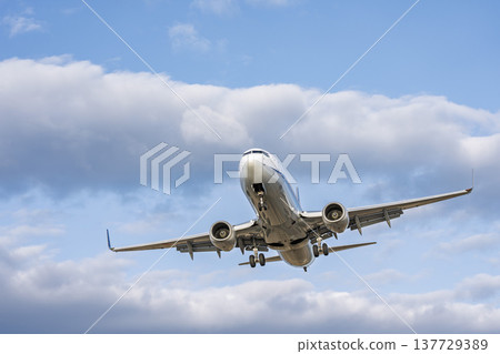 Sendai Airport at dusk, airplane landing, Natori City, Miyagi Prefecture 137729389