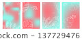 Summer set poster Abstract colorful gradient and floral element mesh background. Design social media posts, landing pages, and apps. Vector illustration. 137729476
