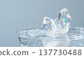 Clear Quartz Crystal Cluster in Water with Intense Rainbow Prism Effect and Air Bubbles Macro 137730488