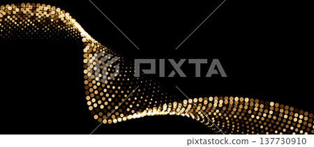 Abstract golden glitter wave curve luxury on black design modern futuristic technology background vector 137730910