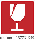 Fragile Glass Warning Icon (Red) 137731549
