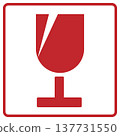 Fragile Glass Warning Icon (Red) 137731550