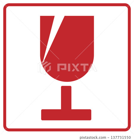 Fragile Glass Warning Icon (Red) 137731550