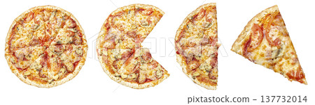 A horizontal row featuring a whole pizza 137732014