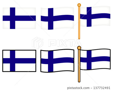 Finnish flag illustration set Finnish flag illustration set 137732491
