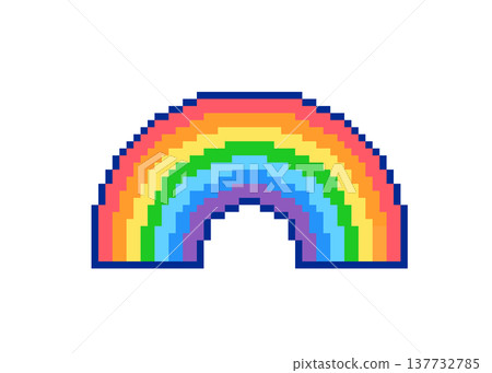 Pixel art, simple and cute rainbow decoration illustration, rainbow, seven colors Pixel art, simple and cute rainbow decoration illustration, rainbow, seven colors 137732785