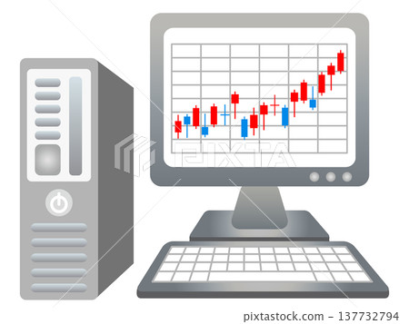 Illustration material 2 of a computer and stock price chart Illustration material 2 of a computer and stock price chart 137732794