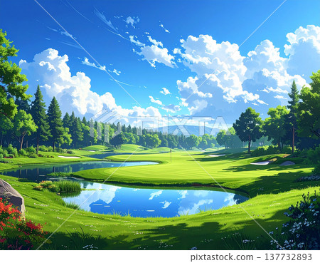 高爾夫球場景色令人嘆為觀止，綠茵的球道和蔚藍的天空定會讓您心曠神怡。 137732893