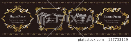 Luxury and elegant frame set, decorative borders, ornamental design, elegant details, gold 137733129