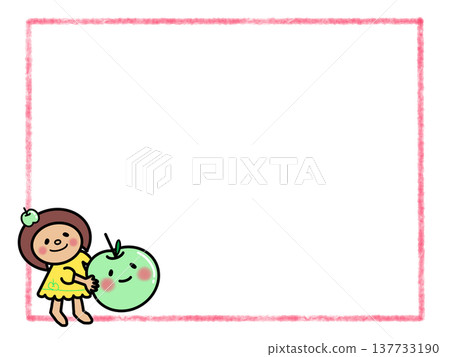 A frame of a cute bob-haired girl holding a big apple. A frame of a cute bob-haired girl holding a big apple. 137733190